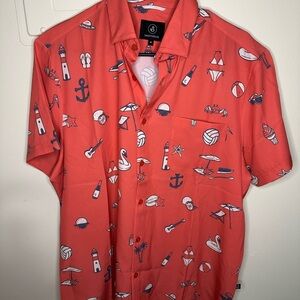 Swannies - Red/Salmon Fun/ Party/ BBQ Print Men's Shirt